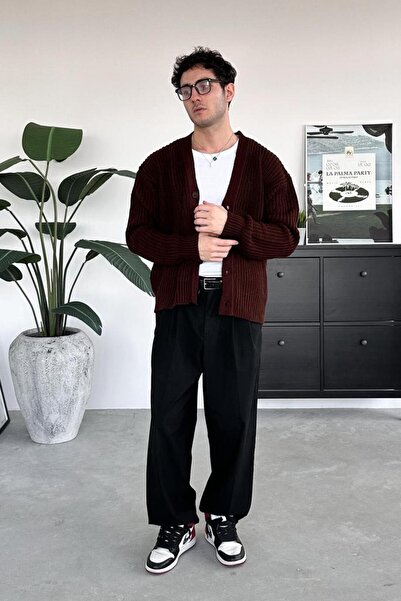 HAFKAGİYİM Brown Knit Detail Knitwear Cardigan