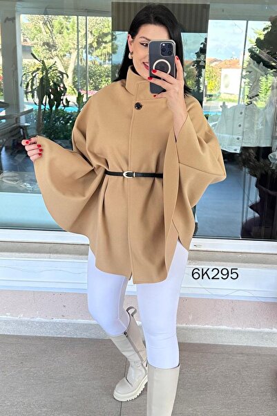 İnce Topuk Belted Cashmere Cape 6K295