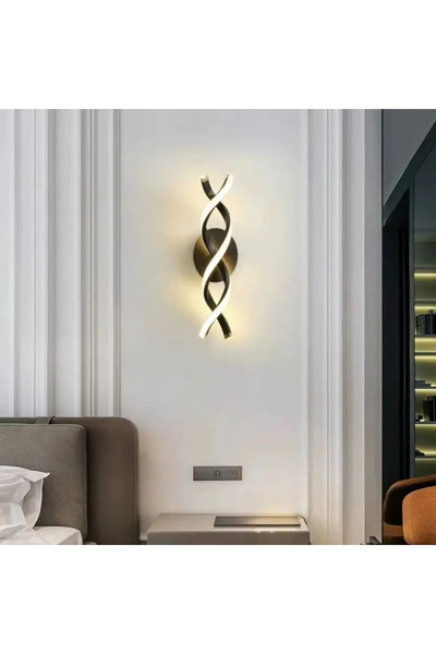 luminastar Aplică de perete spiralată, 40W, corp negru, lumină caldă/neutră/rece, înălțime 45 cm