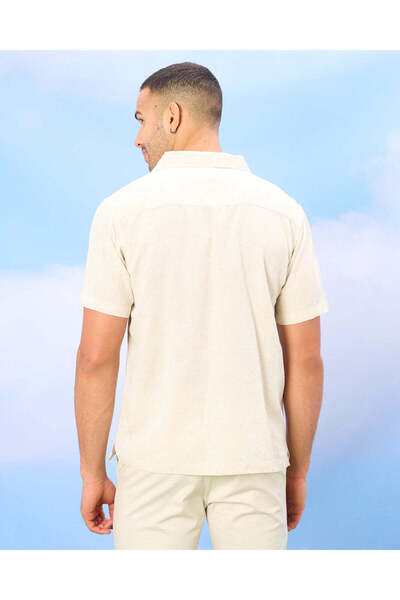 REDTAG Men Beige Short Sleeved Casual Shirt