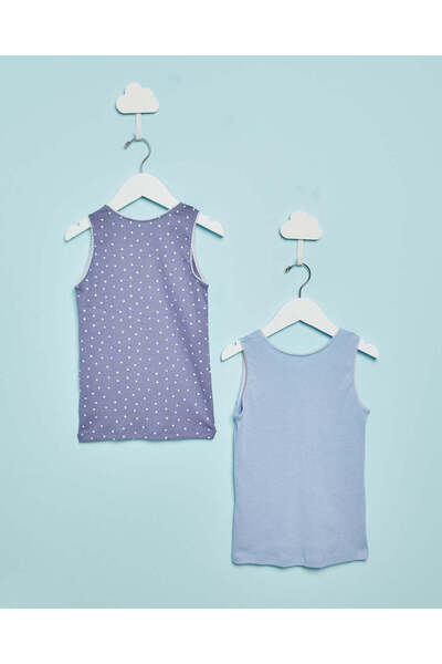 REDTAG Girls Blue Basic Vest Set (Pack Of 2)