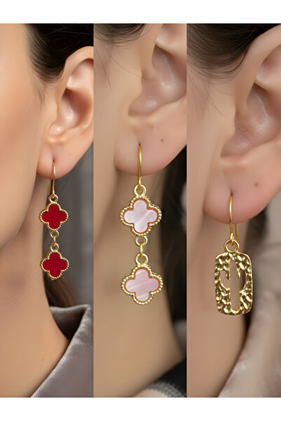 TURBİJ طقم أقراط نسائية مكون من 3 قطع مع رمزات عصرية