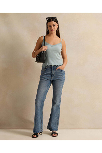 REDTAG Women Mint Sleeve Less Ribbed Vest