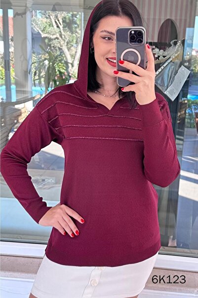 İnce Topuk Hooded Knitwear Blouse 6K123