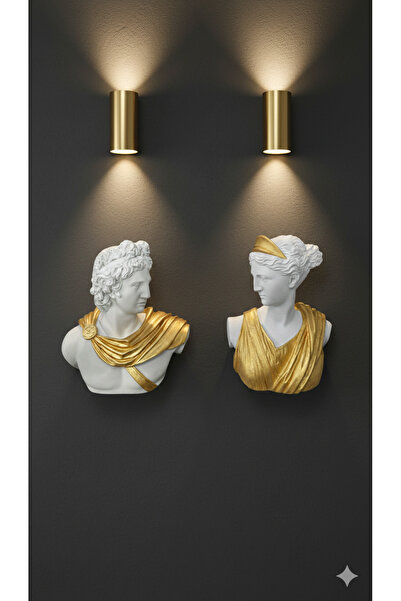 Dekoromi Dekoratif Duvar Büstü Diana ve Sezar Heykeli 2 Adet (40x29cm) Apollo...