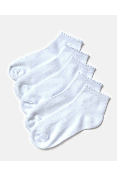 REDTAG Senior Girls White High Ankle Socks (5 Pairs)