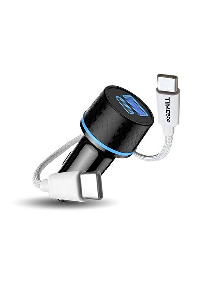 Timebox Set auto: Încărcător auto rapid de 43W (USB + USB-C) + cablu USB-C de...