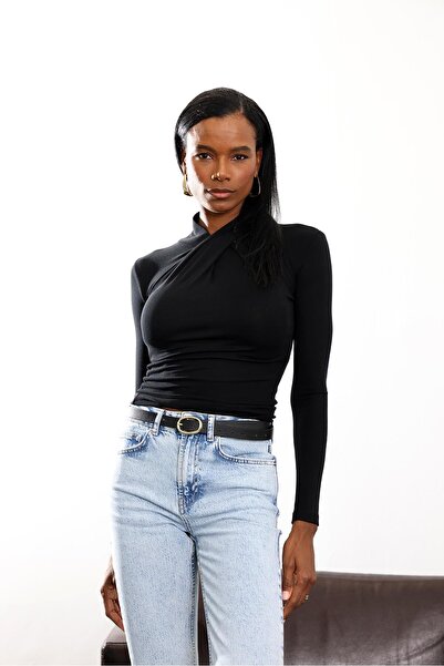 5in1Canpolat Black Collar Detailed Bodysuit 2644