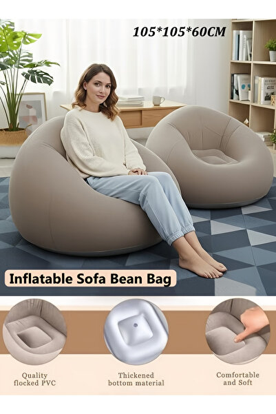 Generic كرسي أريكة قابل للنفخ على شكل كيس فول، كرسي أريكة كسولة، كرسي استرخاء للاعبين مع مضخة هواء، قابل للطي، مصنوع من مادة البولي فينيل كلوريد