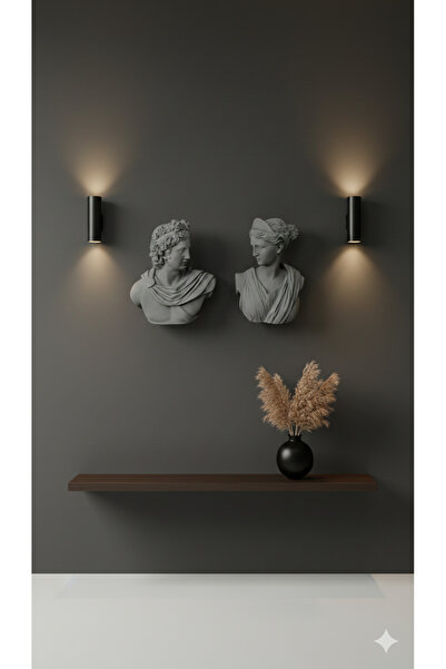 Tual Hobi Sanat Dekoratif Duvar Büstü Diana ve Sezar Heykeli 2 Adet (40x29cm)...