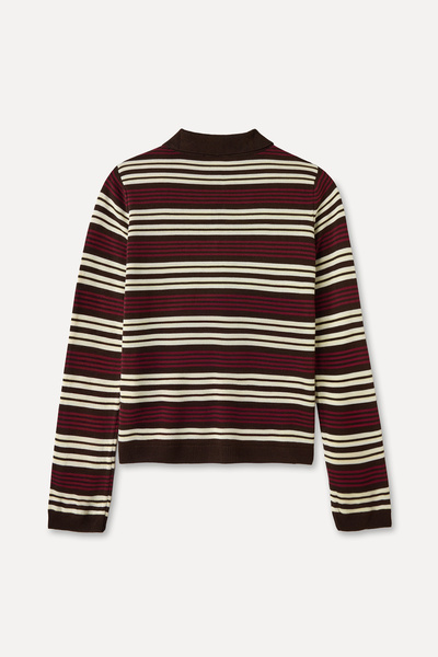 Mudo STRIPED POLO COLLAR KNITWEAR SWEATER