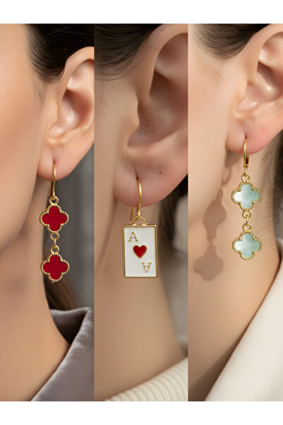 TURBİJ طقم أقراط نسائية مكون من 3 قطع مع رمزات عصرية