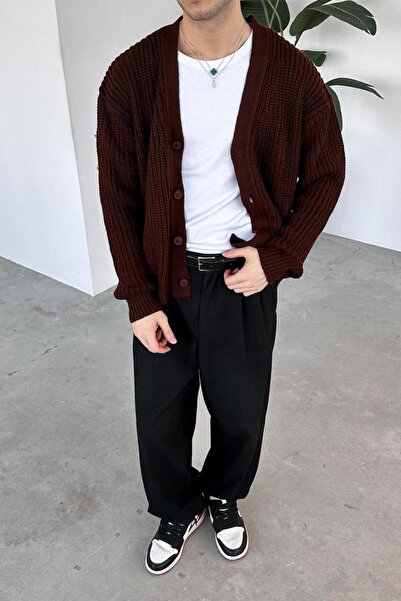 HAFKAGİYİM Brown Knit Detail Knitwear Cardigan