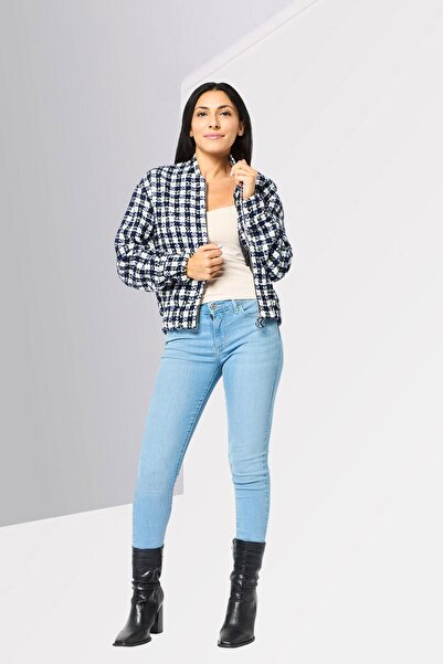 Karl Lagerfeld Women Textured Bomber Jacket, Multicolor