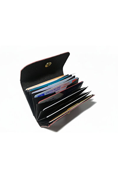 Self Leather Genuine Leather Accordion Card Holder 10 Card Capacity