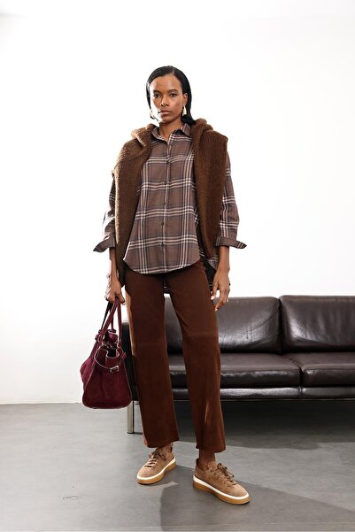 5in1Canpolat Πουκάμισο με καρό σχέδιο Bitter Brown 6600