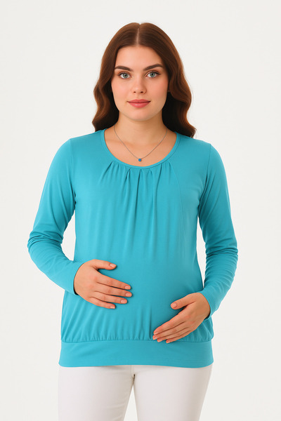 MEGHAN L.A بلوزة للحوامل والمرضعات باللون الأزرق البترولي
