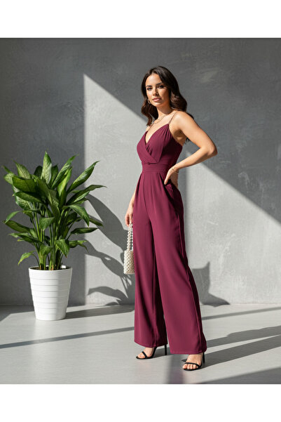 MQ Off-shoulder jumpsuit, woven suit with a satin surface