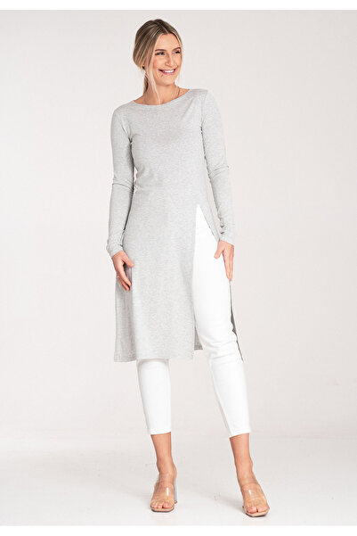 Figl Women's long blouse - Long sleeve blouse - gray blouse M1075 size L