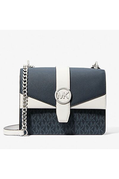 Michael Kors Geantă mică Greenwich Color-Block Logo pentru femei - Bleumarin/Alb