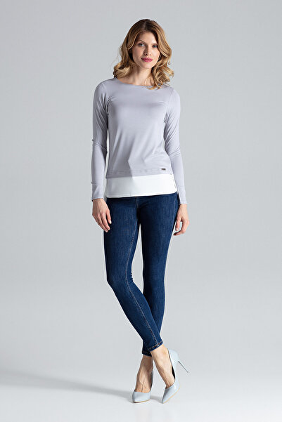 Figl Women's long sleeve blouse - dark gray work blouse M374 size XL