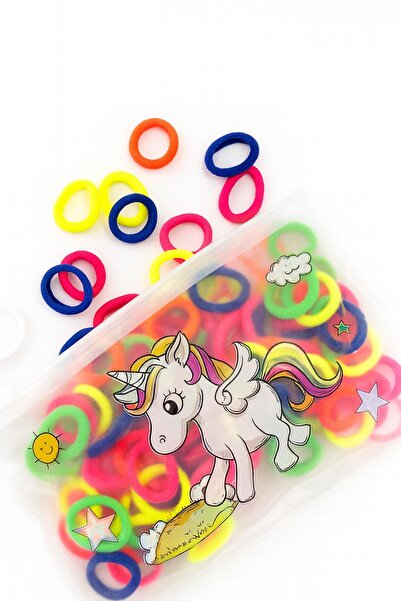 New Obsessions 100 Pieces Neon Towel Rubber Mini Buckle Set with Bag