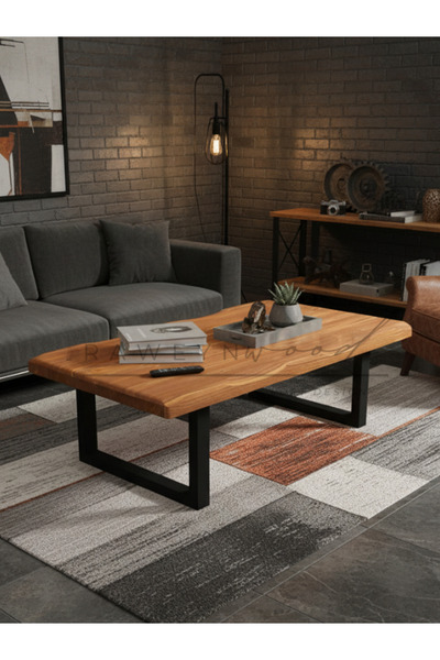 raweyn MENSA SULAMALI DOĞAL AHŞAP ORTA SEHPA 45x90