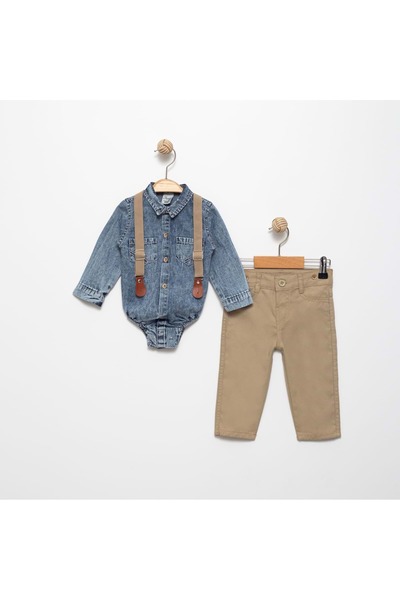 s.t. sebat tekstil Baby Suit with Gabardine Trousers and Denim Shirt