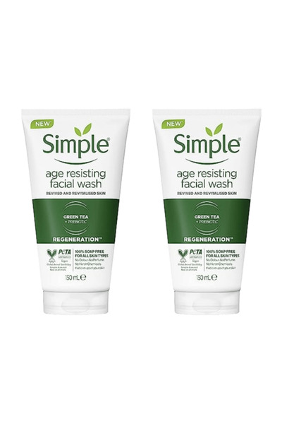 Simple قطعتين من غسول الوجه المقاوم لعلامات التقدم في السن 150 مل