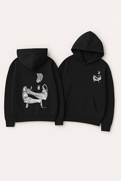 CLASSY.MODA Unisex cu glugă supradimensionat cu imprimeu Swea tricou – Siluet...