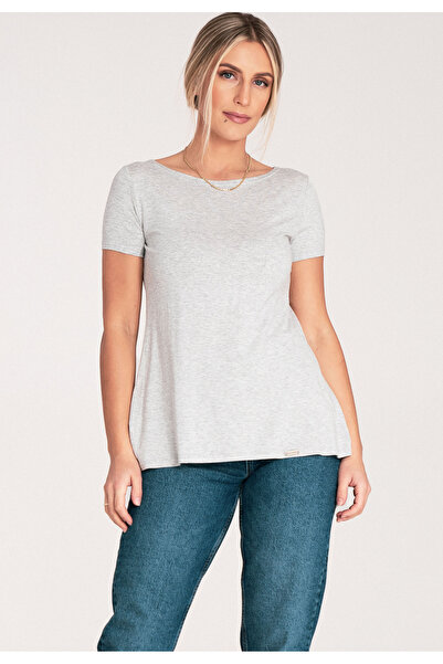 Figl Bluză elegantă asimetrică - Bluză cu volane - M1051 Gri deschis mărimea XL