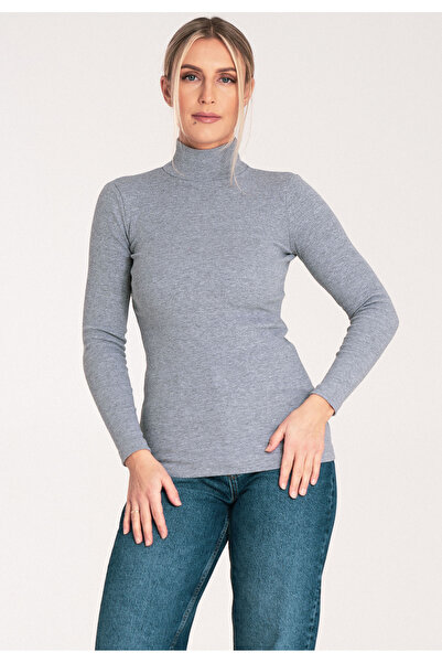 Figl Bluză cu guler înalt mulat - guler înalt subțire pentru femei - M1058 gr...