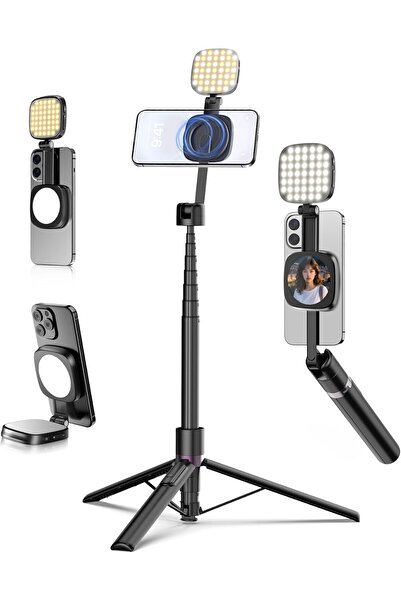 Toneof 173cm Magnetic Selfie Stick Tripod Vlogging Kit