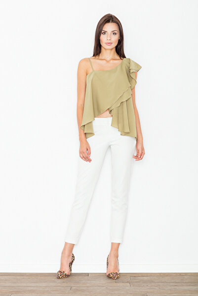 Figl Ruffled blouse - blouse with longer back, olive M479, size L