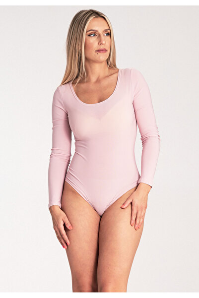 Figl Body elegant pentru femei - body roz cu mânecă lungă M1037 mărimea M