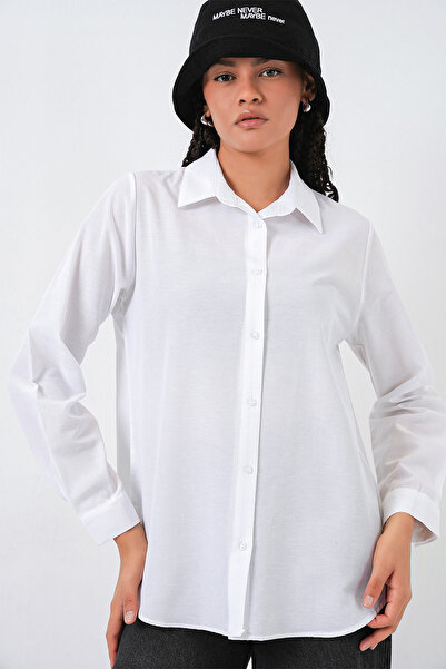 Bigdart Cămașă supradimensionat basic pentru femei 20349 - Albă