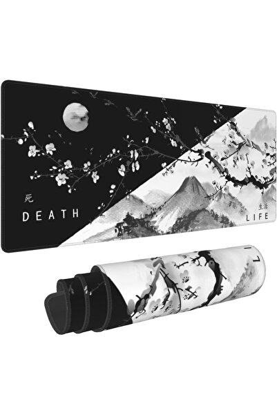 KASTWAVE لوحة ماوس ألعاب باللونين الأبيض والأسود، ممتدة، مقاس 31.5×11.8×0.12 ...