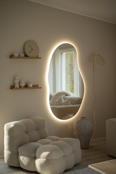 Fawdecor Premium Asimetrik Led Işıklı Banyo Duvar Aynası - Modern Şık Tasarım