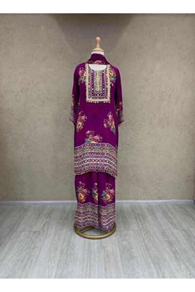 HashtagBe Purple Floral Palazzo Suit Set