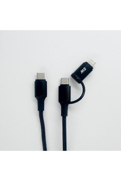 OEM 2-in-1 USB Type-C & Lightning Data Cable, 25W PD, Braided Textile, 3 m, Black