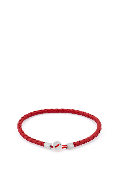 Atolyewolf Gümüş Kaplama Kırmızı Deri Bileklik