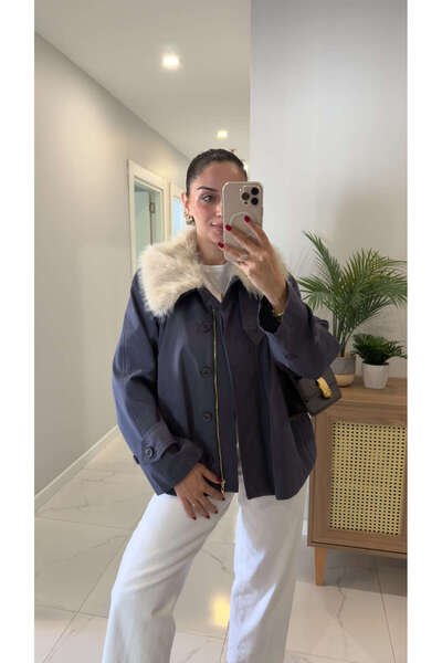 BİRCANÇİL Joosa Indigo Тренч з хутряним коміром