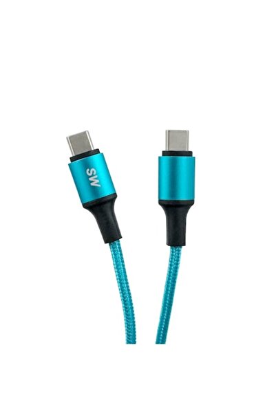 OEM Fast charging USB Type-C to Type-C cable, 2.4A, 3m, Blue, braided textile