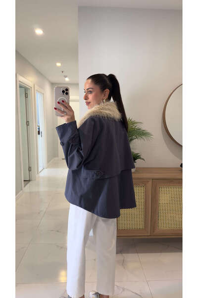 BİRCANÇİL Joosa Indigo Тренч з хутряним коміром