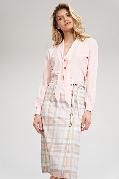 Figl Bluză tip cămașă cu nasturi - bluză elegantă roz M700 mărimea XL