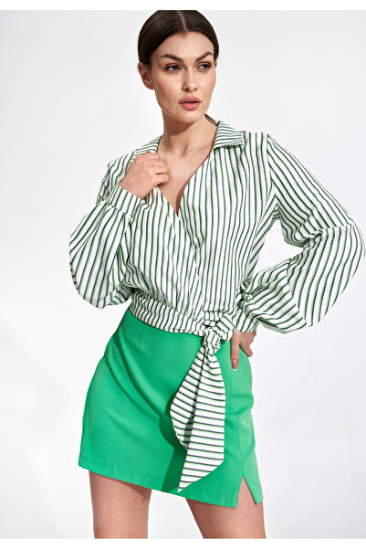 Figl Bluză tip cămașă pentru femei - bluză elegantă cu dungi pentru femei M86...