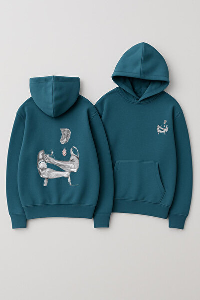 CLASSY.MODA Unisex με κουκούλα oversized με τύπωμα Φούτερ – Μυϊκή σιλουέτα που αγκαλιάζει την κενότητα Μικρή καλλιτεχνική καρδιά