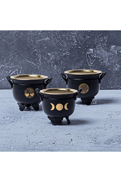 Shamanics Incense burner, resins, aromatic herbs, with golden sieve and Tree of Life pattern, 10 cm