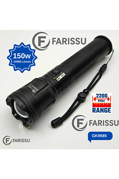 farissu 150W Ultra Güçlü Lazer LED El Feneri – 15000 Lümen, 12000mAh Powerban...
