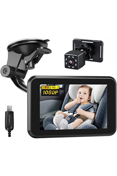 LONDEMM LONDEMM Car Baby and Child Video Monitor, Full HD 1080P, 4.3 inch IPS Screen